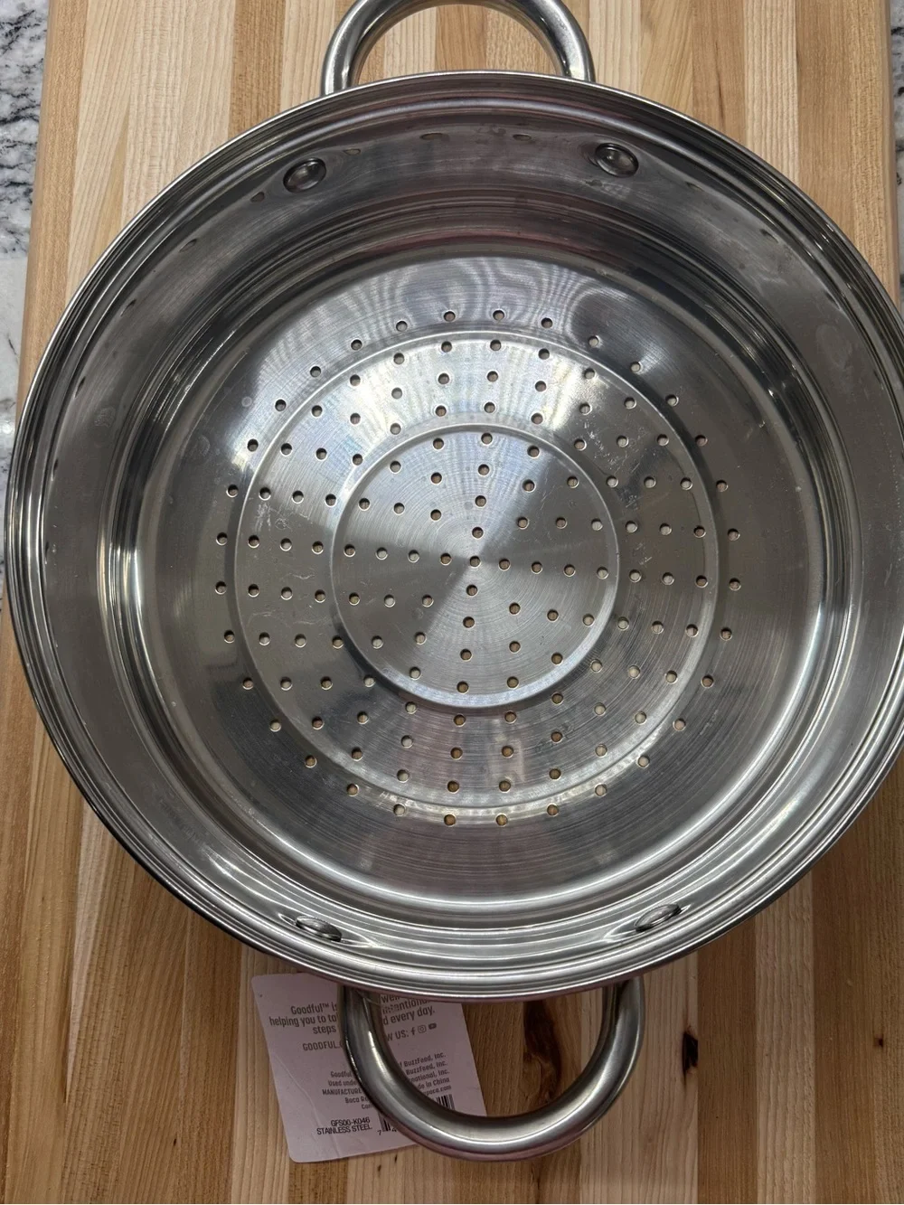 NWT Goodful Premium Stainless Steel Steamer Basket Insert 10” diameter, 3” high